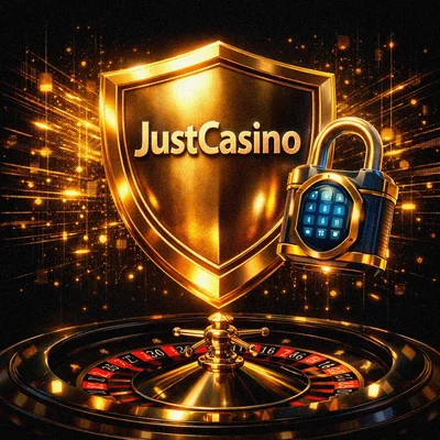 Golden security shield over a dark roulette wheel